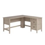 North Avenue modern writing desk with wood top and black frame – front view